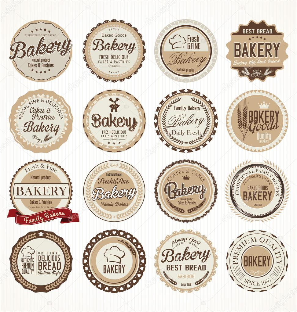 Set of vintage bakery labels