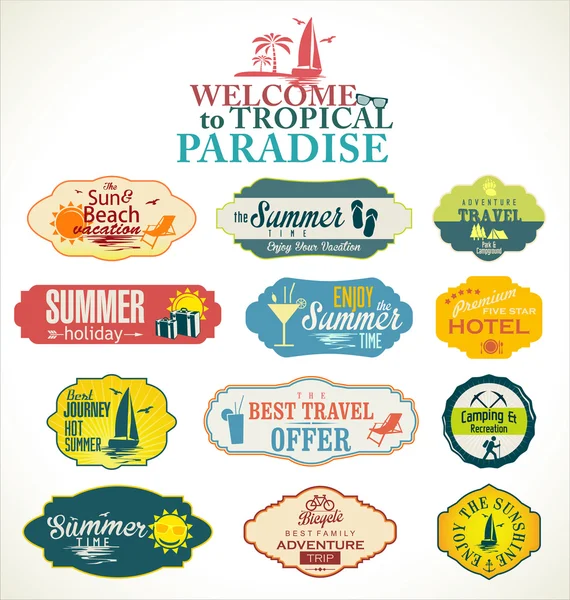 Summer and travel labels — Stock Vector