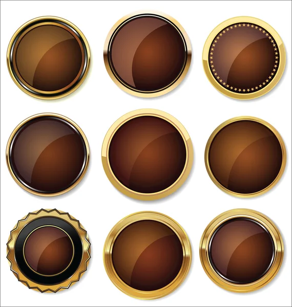 Badges of Gold and brown Seal Set — Stock Vector