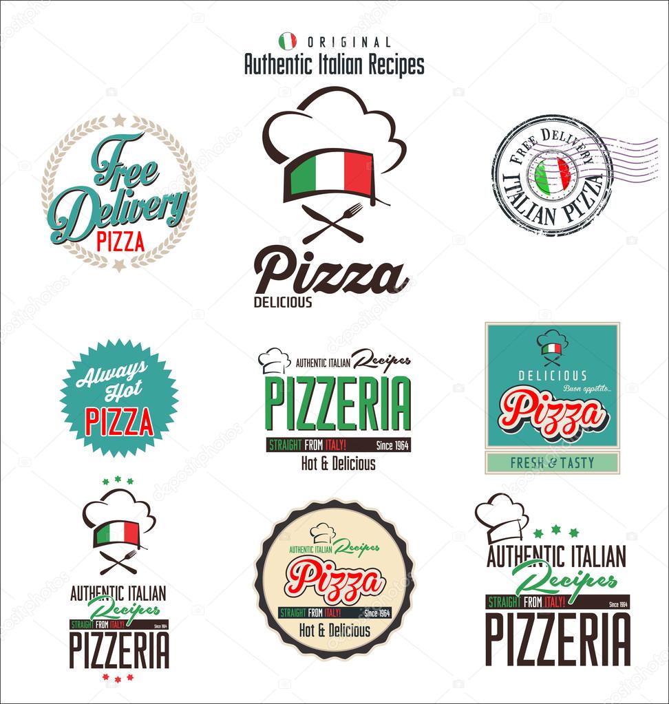 Set of Pizza labels