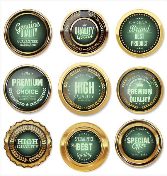 Etiquetas de qualidade Golden Premium — Vetor de Stock