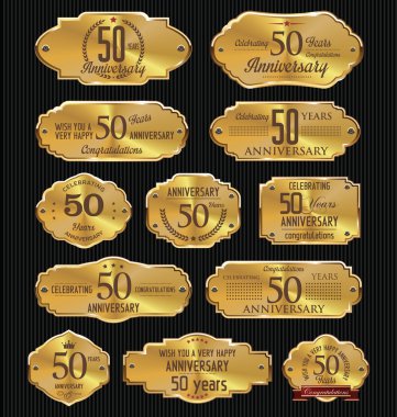 Anniversary golden labels collection clipart