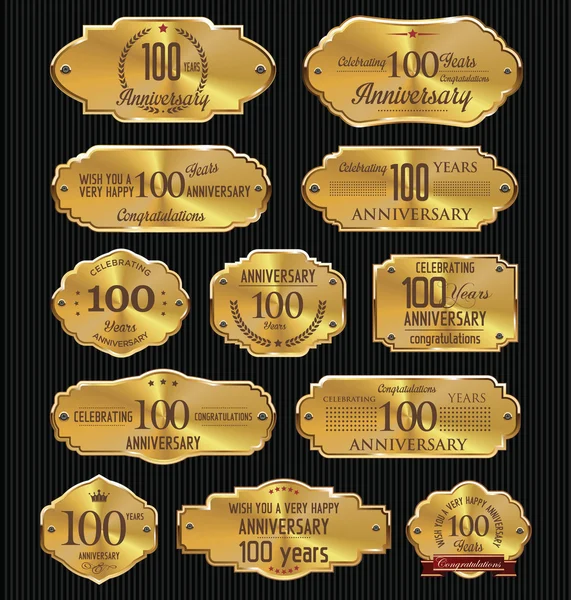 Urodzinowa kolekcja złoty etykiety — Wektor stockowy