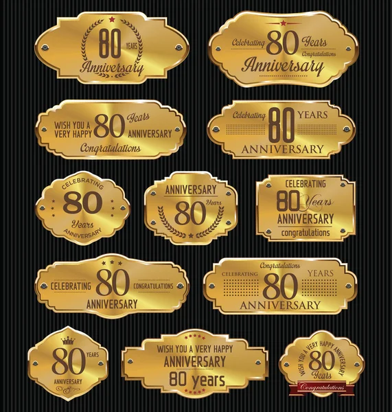 Colección de etiquetas de oro aniversario — Vector de stock