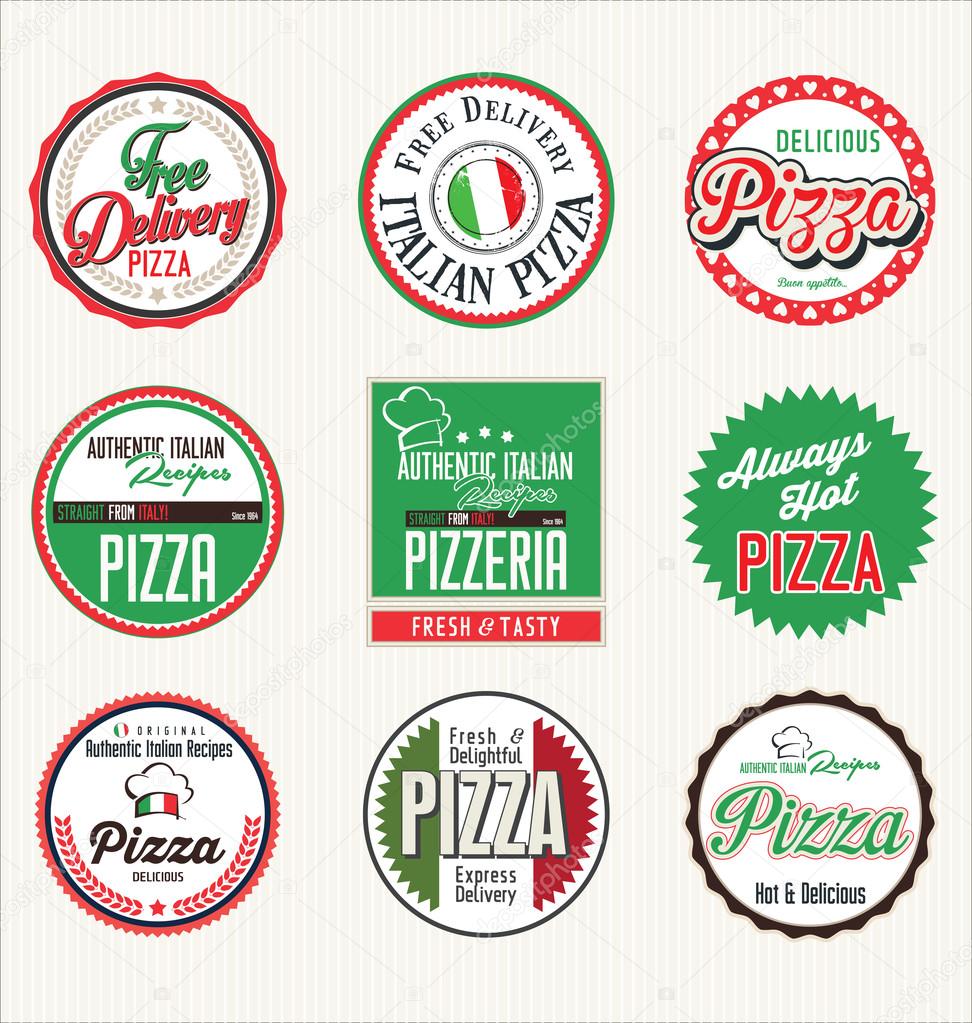 Pizza retro badges