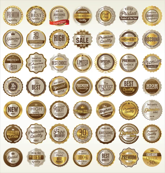 Golden labels collection — Stock Vector