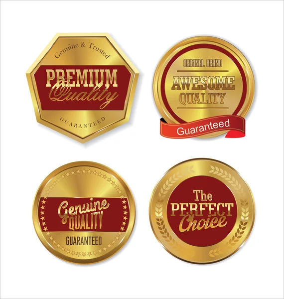Etiquetas doradas de primera calidad — Vector de stock
