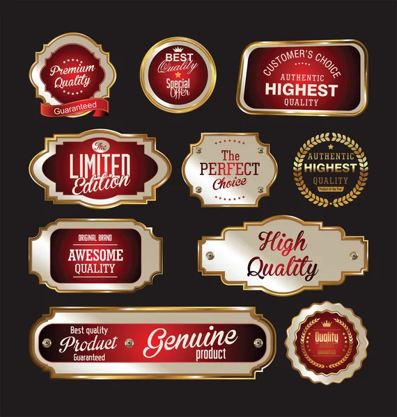 Premium quality golden labels — Stock Vector
