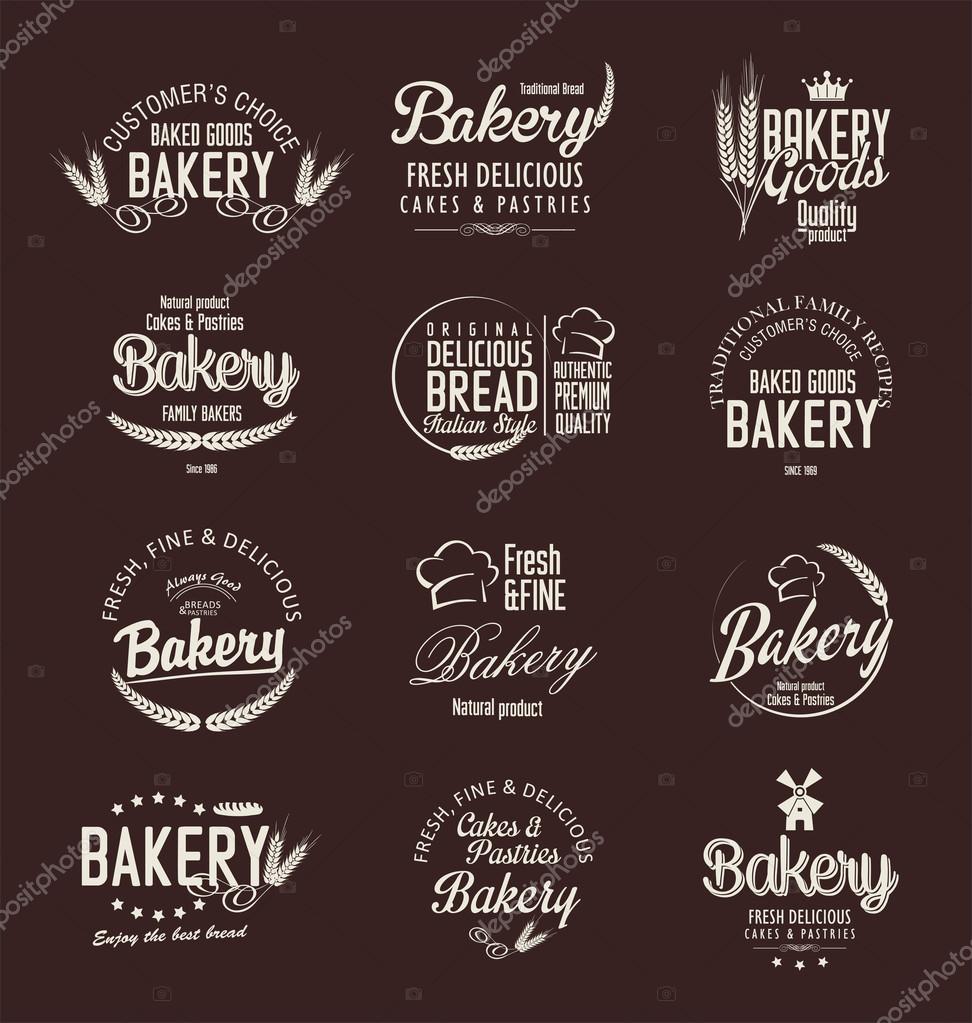 Set of Bakery retro labels