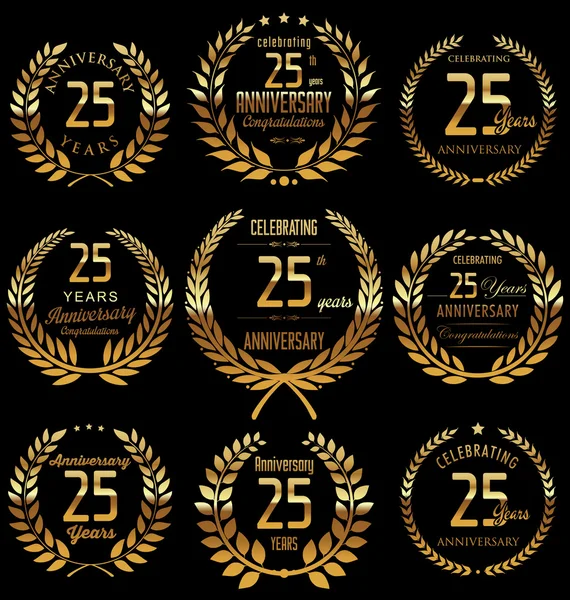 Colección de coronas de laurel aniversario — Vector de stock