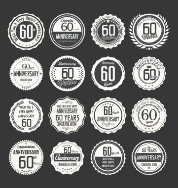 Anniversary retro badges collection clipart