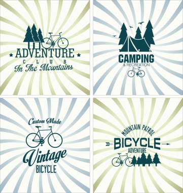 Bicycle vintage badges collection clipart