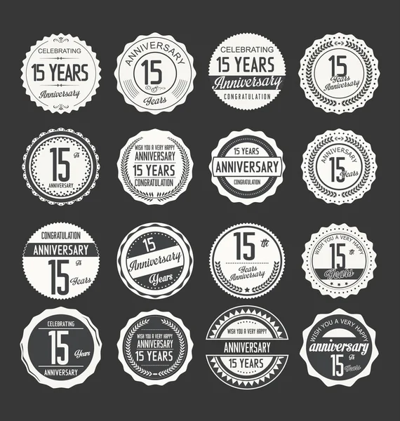 Anniversary retro badges collection — Stock Vector