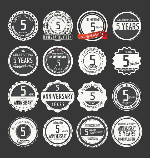 Anniversary retro badges collection — Stock Vector