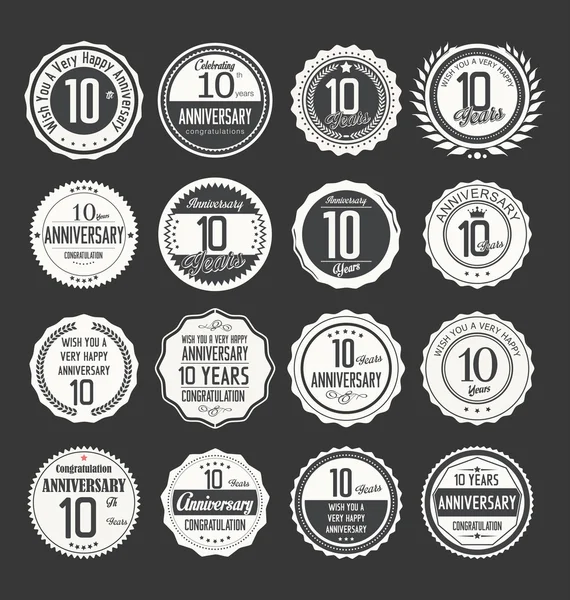 Verjaardag retro badges collectie — Stockvector