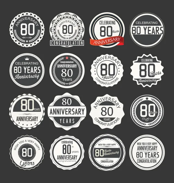 Colección de insignias retro aniversario — Vector de stock