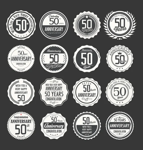 Anniversary retro badges collection — Stock Vector