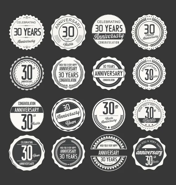 Anniversary retro badges collection — Stock Vector