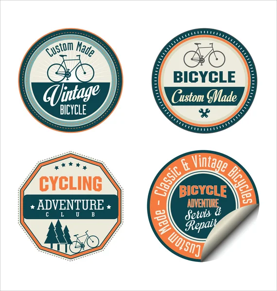 Coleção de emblemas retro de bicicleta — Vetor de Stock