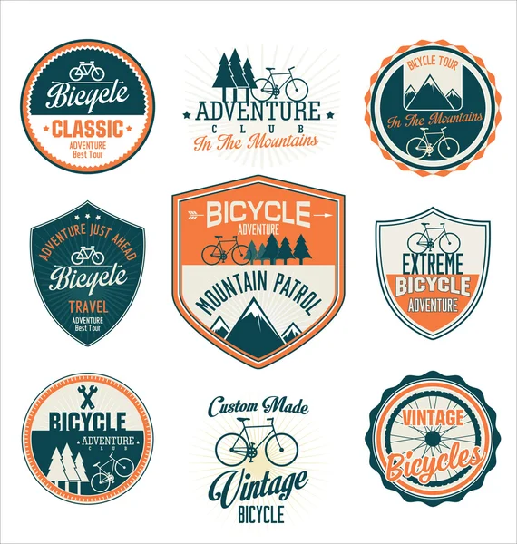 Coleção de emblemas retro de bicicleta — Vetor de Stock