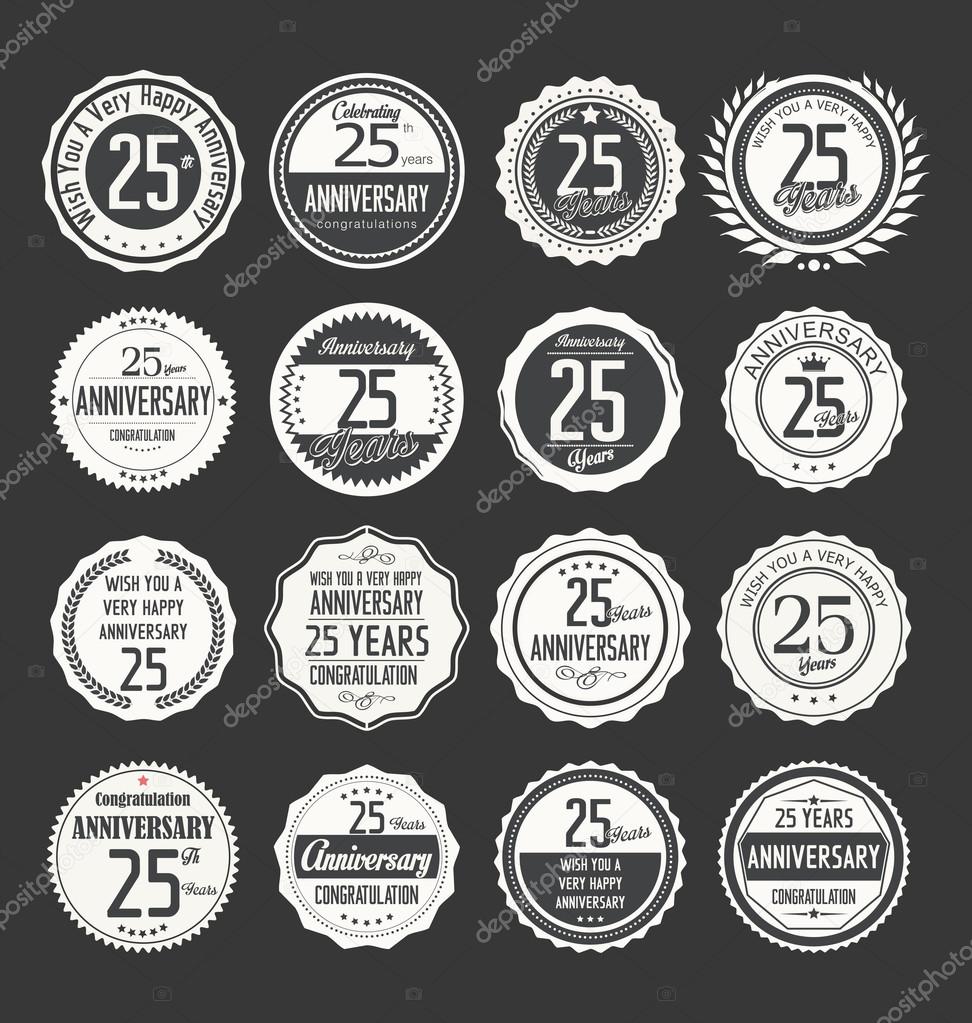 Anniversary retro badges collection