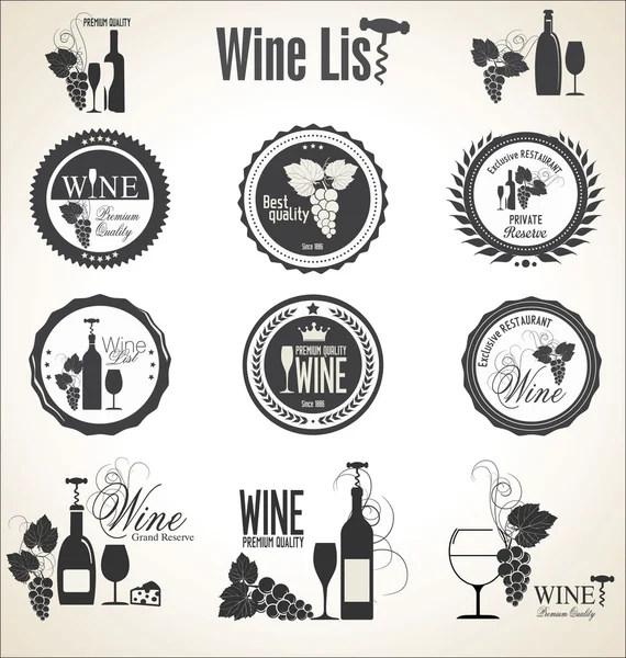 Collection de badges et étiquettes pour le vin — Image vectorielle