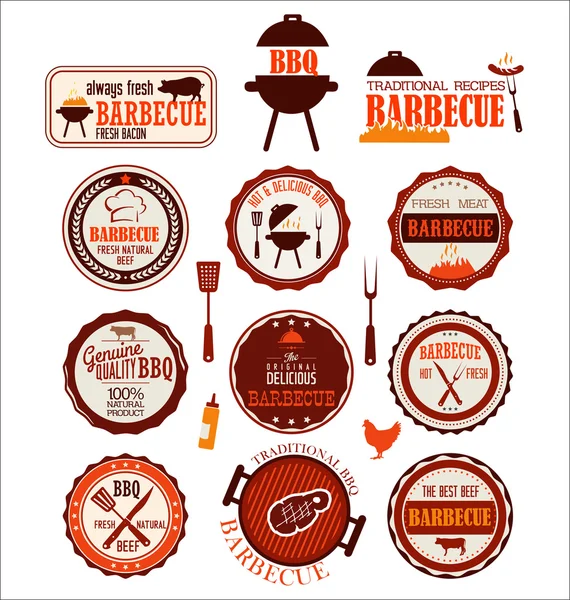 Set barbecue etiketten — Stockvector