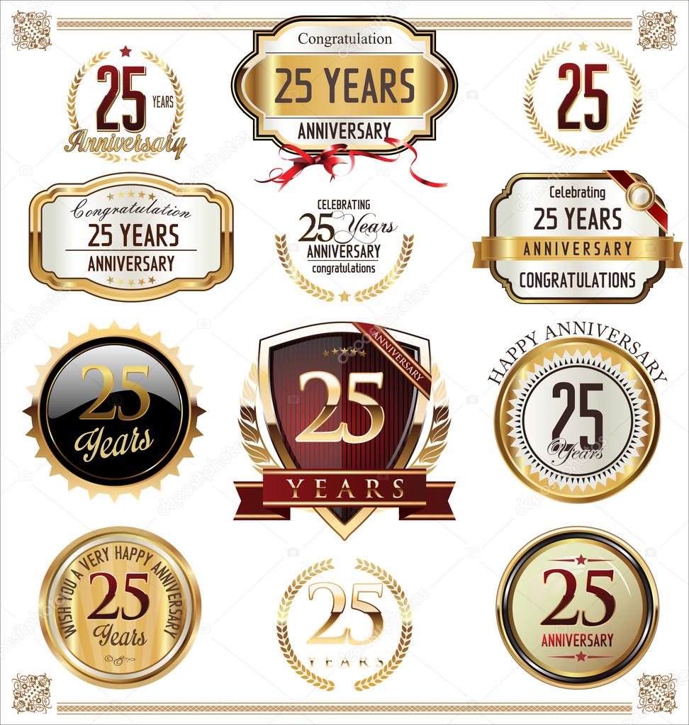 Anniversary golden labels and badges
