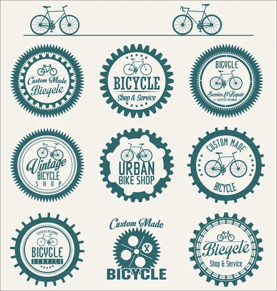 Emblemas de bicicleta e coleta de etiquetas — Vetor de Stock