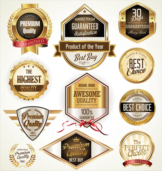 Quality golden labels collection — Stock Vector