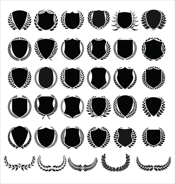 Shields and laurel wreaths collection — Stock Vector