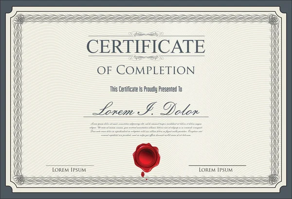 Certificado, Diploma de finalización Ilustración De Stock