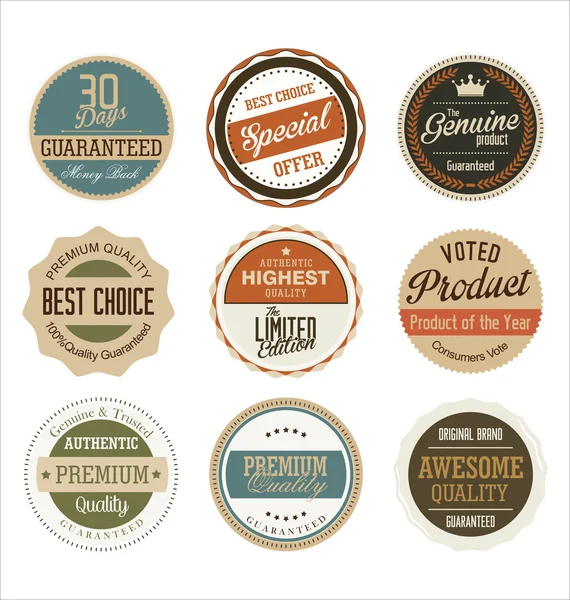 Premium, quality retro vintage labels collection — Stock Vector