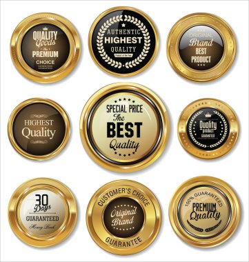 Kalite altın rozetleri ve koleksiyon etiketleri