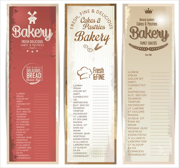 Conjunto de pancartas de panadería — Vector de stock