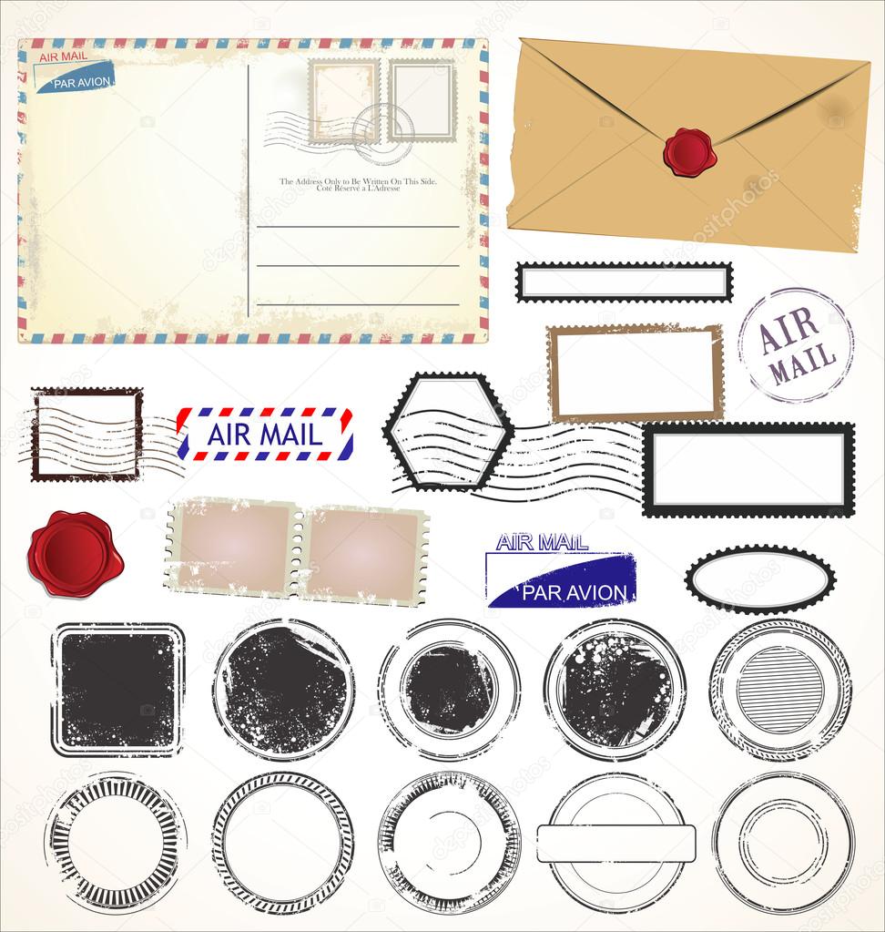 Set of post stamp symbols