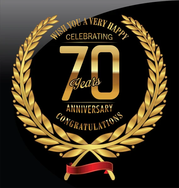 Anniversary golden laurel wreath 70 years — Stock Vector