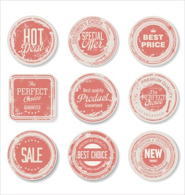Eski model premium kaliteli rozet ve etiketler seti