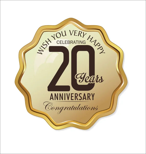 Anniversary retro golden label — Stock Vector