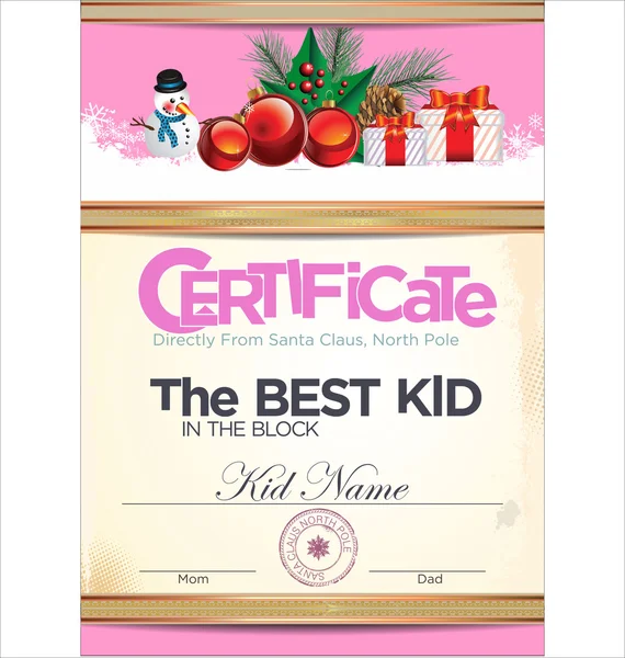 Kids certificate for Christmas — Stock Vector