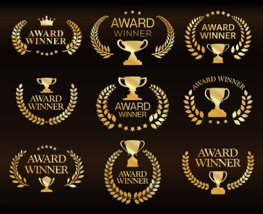 Ödül sahibi altın renkli defne çelengi koleksiyonunu simgeledi.