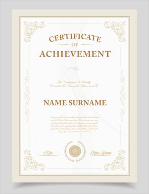 Zarif ve lüks sertifika şablonu. İş, Ödül, Eğitim Başarı Sertifikası veya Diploma Geçmişi Tasarımı 