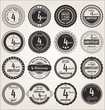 Retro Yıldönümü Koleksiyonu 4 yıl etiketleri