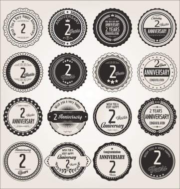 Retro yıldönümü koleksiyonu 2 yıl etiketleri