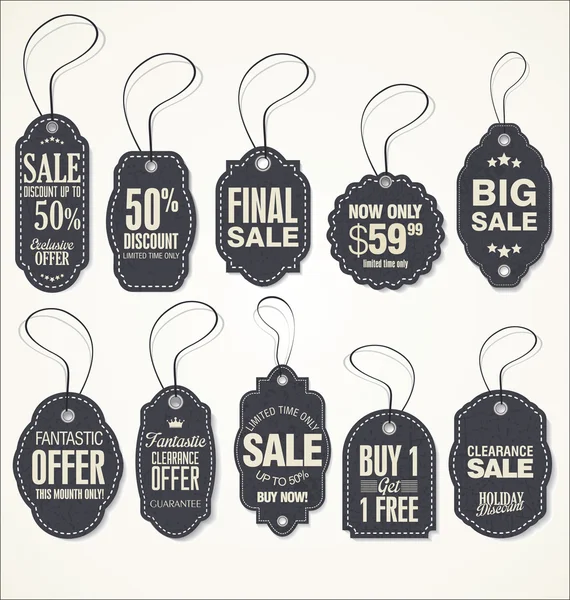 Vintage Style Sale Tags Design — Stock Vector