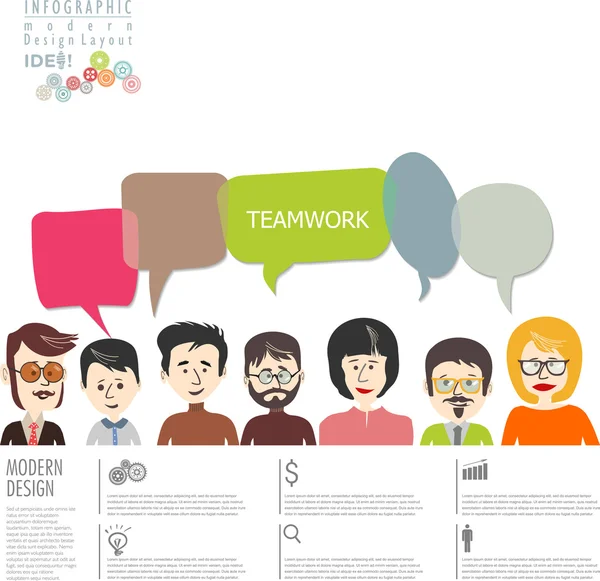 Modèle de conception moderne d'infographie de travail d'équipe — Image vectorielle