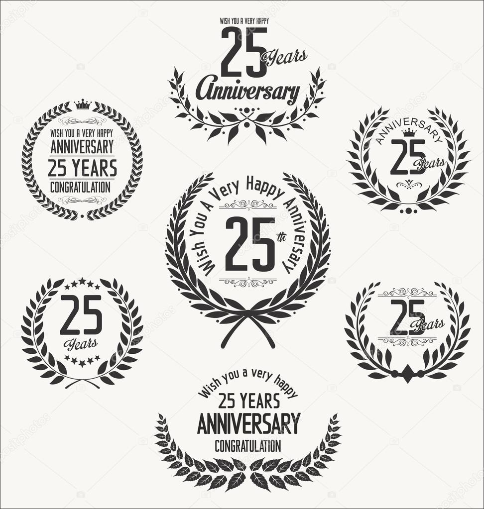 Etiquettes Retro Couronne De Laurier Anniversaire Image Vectorielle Par Totallyout C Illustration 70