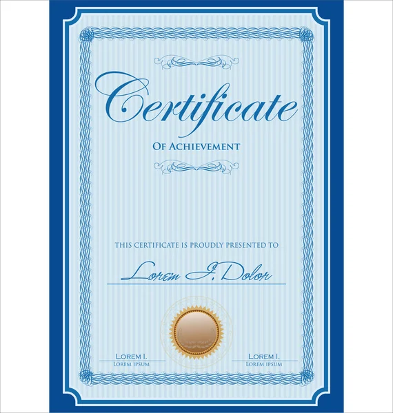 Modelo de certificado ou diploma azul — Vetor de Stock