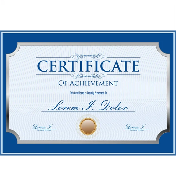 Blue certificate retro template — Stock Vector