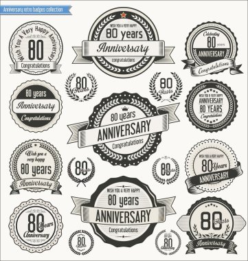 Anniversary retro badges collection clipart